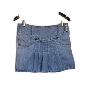 Vtg GAP Denim Pleated Mini Skirt Womens 4 Light Wash Y2K 2000s Preppy 90s School